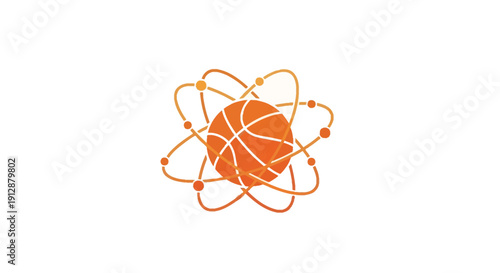 Basketball Atom Logo Design Concept.
