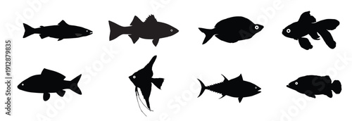  fish silhouette set fish vector silhouette