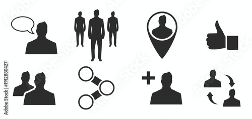 set of isolated icons on a theme people