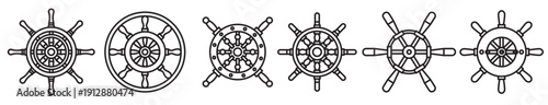 ships wheel vector icons