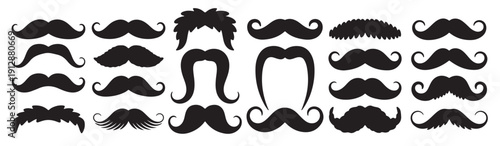 various black mustache silhouettes facial hair curly