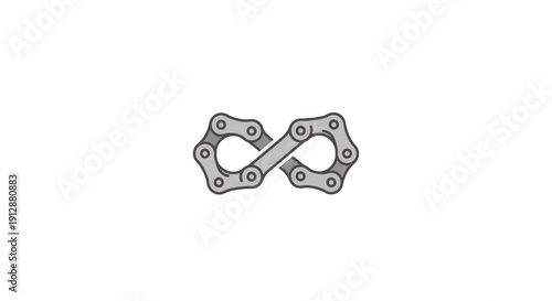 Bicycle Chain Forming an Infinity Symbol on White Background.