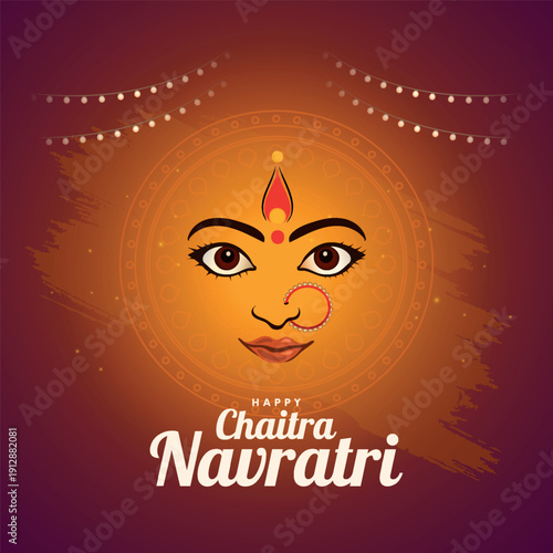 Vector illustration of Happy chaitra Navratri wishes greeting card, happy navratri