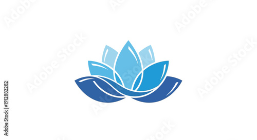 Blue Lotus Flower Logo Design Illustration.
