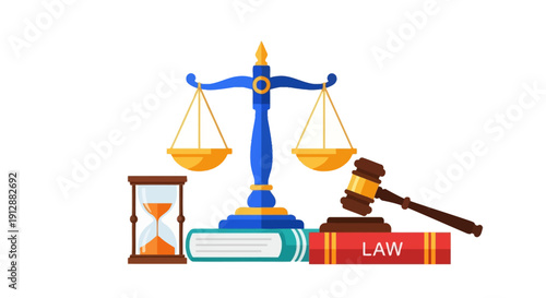 Legal Scales of Justice and Gavel Symbolizing Law and Order