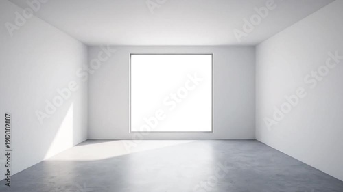 Wallpaper Mural Empty modern room with large window and concrete floor, bright natural light Torontodigital.ca