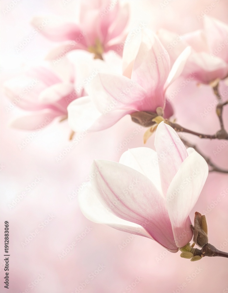 Naklejka premium Magnolienblüten in pudrigem Rosé