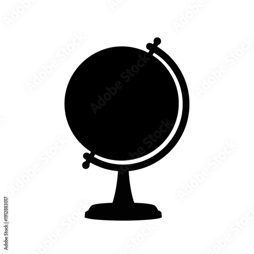 Black globe icon silhouette isolated on white background
