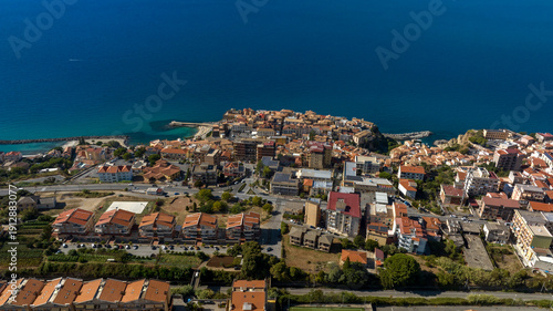 Tableau sur toile Aerial view of the city of Pizzo Calabro, located on the Coast of the Gods, in the province of Vibo Valentia, Calabria, Southern Italy