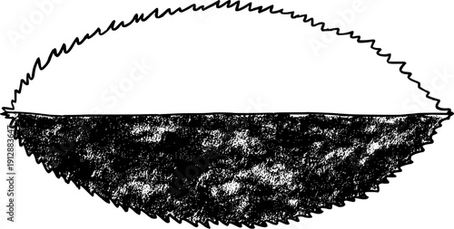 A green primitive doodle of a leaf