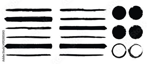 Set of black grunge brush strokes and ink splash collection with rough texture for artistic paint background design and creative hand drawn text banner