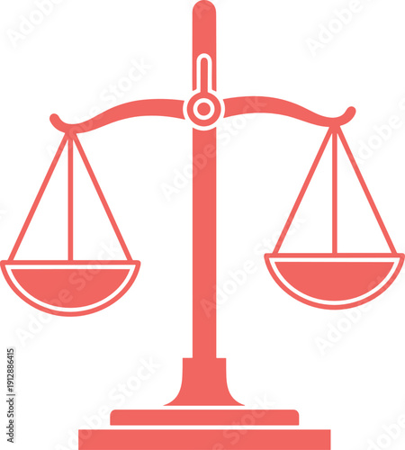 Justice scale balance icon vector symbolizing law, fairness, equality, and legal system concepts in minimal flat style