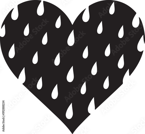 Heart silhouette with raindrop pattern illustration
