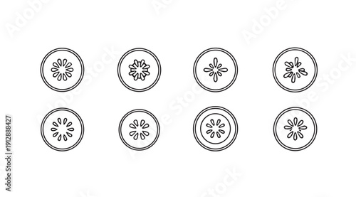 Fruit Slice Icons Set Outline