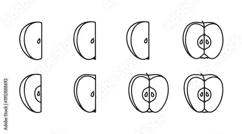 Halves and Quarters Line Art Icons