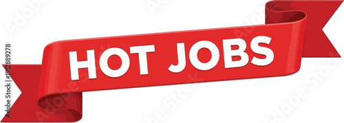 Red ribbon banner with hot jobs text