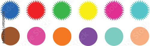 Colorful starburst and circle shapes collection