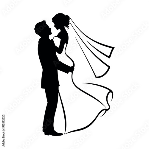 A black silhouette of a man and woman kissing Vector