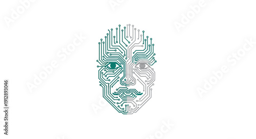 Digital Human Face Circuit Board Design.