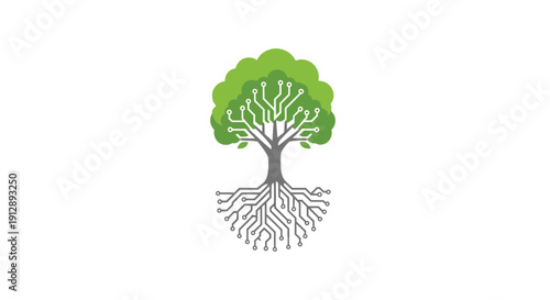 Digital Tree Logo - Technology and Nature Integration.
