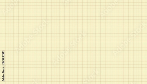 Yellow squared graph paper background texture for mathematics and technical drawing, vector illustration