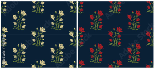 Traditional Mughal motif design illustrations seamless patterns with floral for fabric, textiles, clothing, wrapping paper.