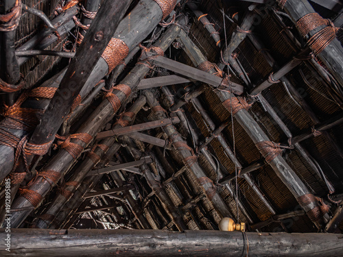 Traditional Gassho-Zukuri Wooden Roof Structure in Shirakawa-go, Japan