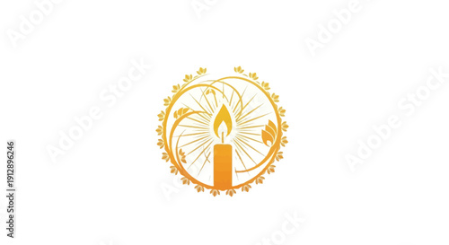 Elegant Candlelight Symbol with Floral Ornamentation.