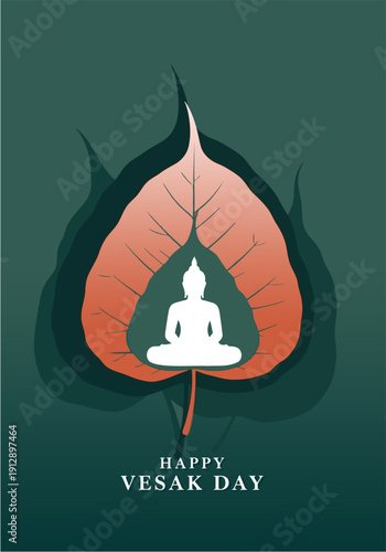 silhouette of a buddha in the lotus ,happy esak day vector art.