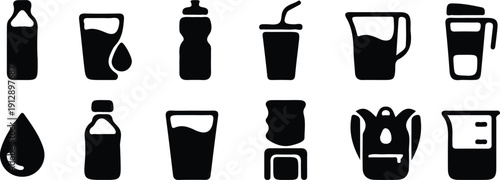 water liquid related icons water bottle vector set illustration design 