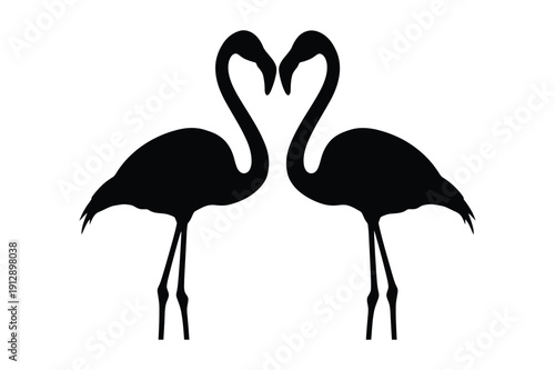 Two Flamingos Silhouettes Forming a Heart Shape