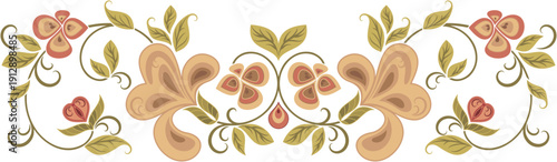 A beautiful floral design with intricate patterns and colorful flowers on a white background