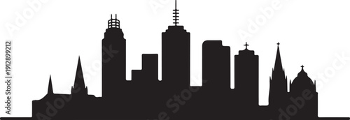Melbourne  skyline vector illustration featuring famous urban landmarks