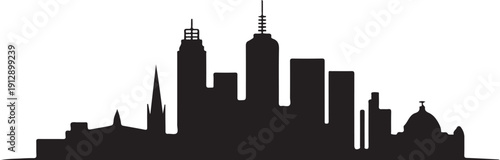 Melbourne  skyline vector illustration featuring famous urban landmarks