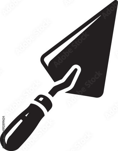 Black and white illustration of a trowel tool icon
