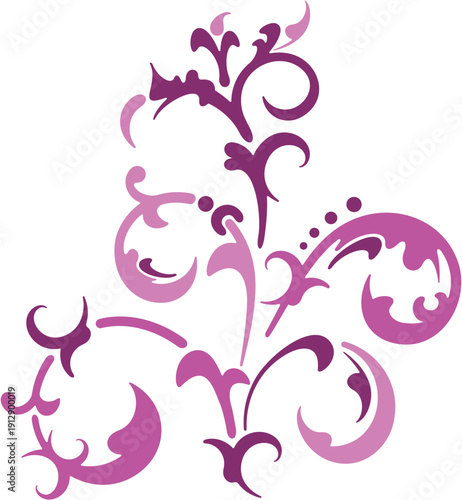 A beautiful purple floral design on a white background