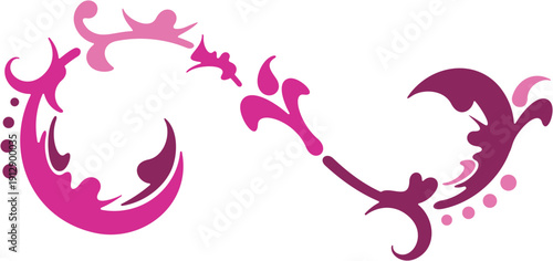 A vibrant pink and purple floral design on a white background