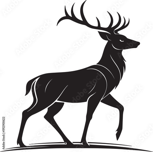 Elegant White-Tailed Deer Silhouette Vector Art, Gentle Wildlife Symbol, Nature and Woodland Icon
