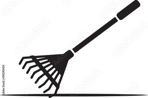 Simple black rake icon for gardening and landscaping tools