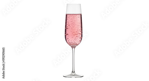 Φωτογραφία Elegant pink champagne flute isolated PNG, sparkling wine glass with bubbles on