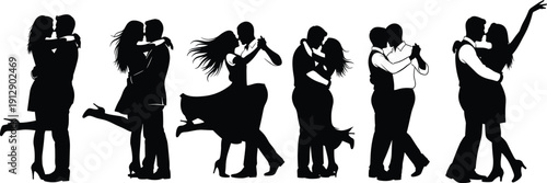 Black Silhouettes of Men and Women Running and Jogging Set Isolated on White Background for Fitness Sports Marathon Training and Healthy Active Lifestyle Graphic Design