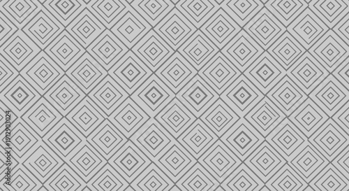 Seamless vector geometric pattern with a metallic diamond plate texture and vintage floral ornament design for gray steel fabric wallpaper