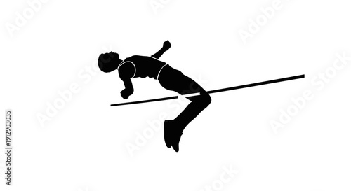 Black silhouette illustration of a male athlete jumping and a woman skier in action during a sports competition vector art
