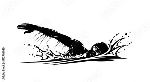 A black vector illustration of a surfer silhouette surfing the wave alongside a flying eagle symbol with majestic wings in a wild nature art design