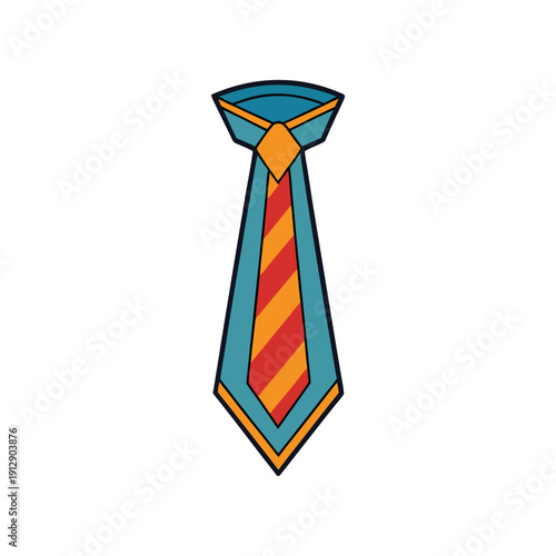 Wallpaper Mural Vector illustration of a turquoise and orange striped necktie with a red diagonal pattern, isolated on a transparent background. Torontodigital.ca