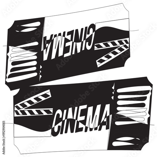 Ticket Single Line Icon Continuous one line drawing cinema ticket. Vintage cinema ticket isolated on a white background. Vector illustration Single continuous line drawing of tickets. one line draw