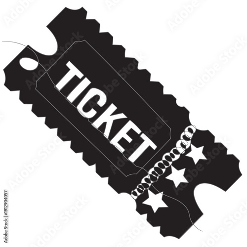 Ticket Single Line Icon Continuous one line drawing cinema ticket. Vintage cinema ticket isolated on a white background. Vector illustration Single continuous line drawing of tickets. one line draw