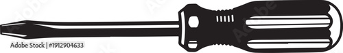 Flathead screwdriver tool icon in black and white color