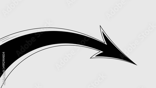 Directional Arrow in Focus: A minimalist arrow, curving elegantly, points towards a specific direction, signaling progress, movement, or a specific choice, all captured in a sleek and modern design.