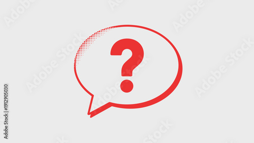 The Enigmatic Query: A bold red question mark within a speech bubble on a neutral backdrop, conveying curiosity, questions, and communication. 